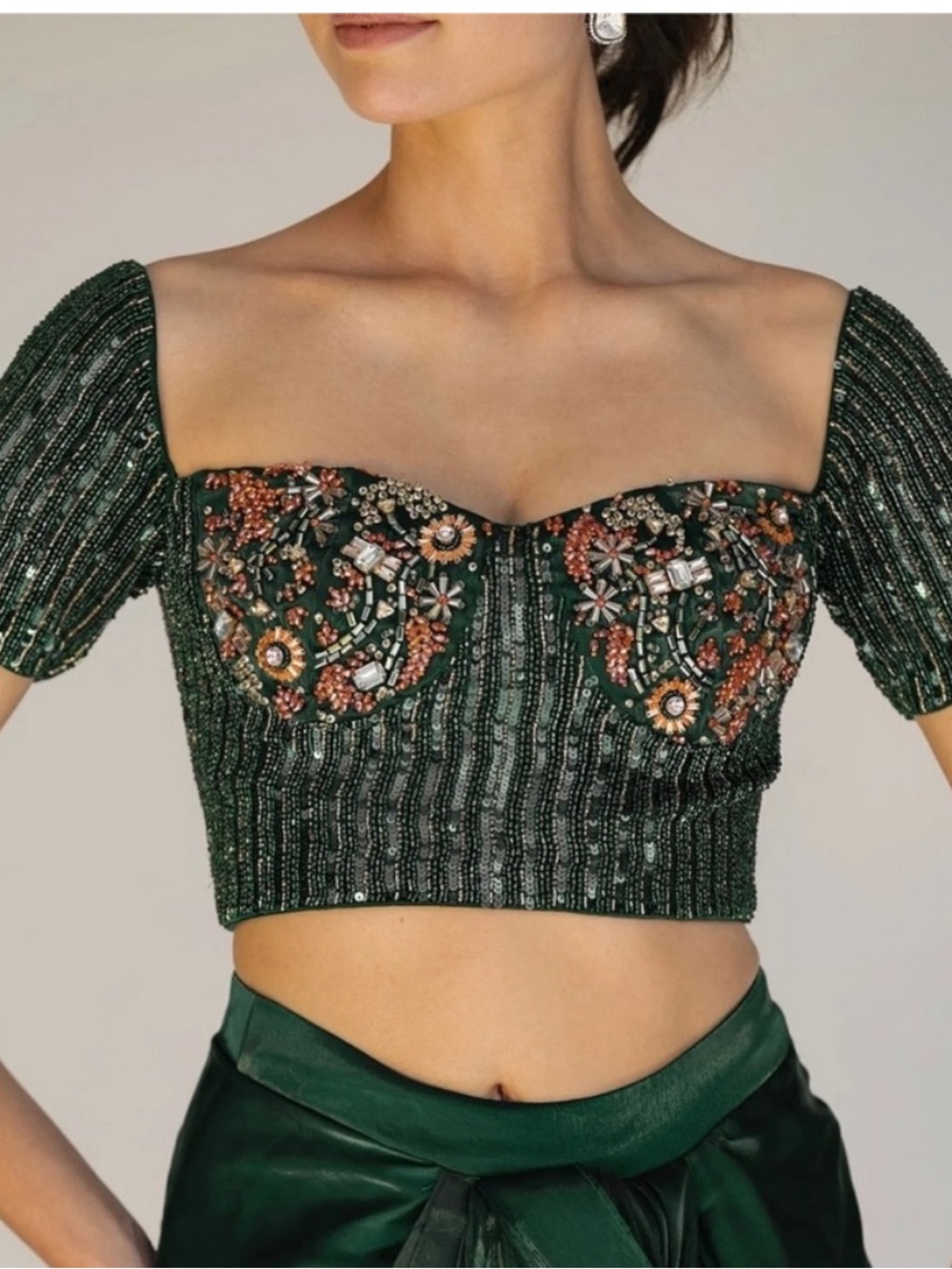 Sani Adya Drape Saree Sequins Top, 
Size M
